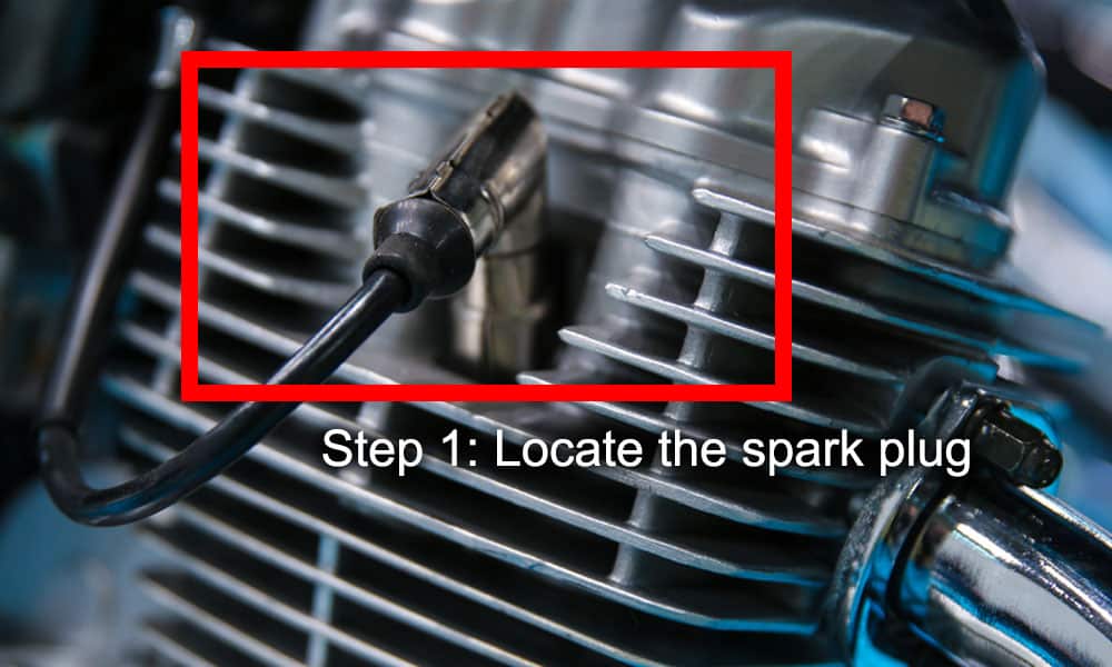 image showing you how to locate a spark plug on a motorcycle 
