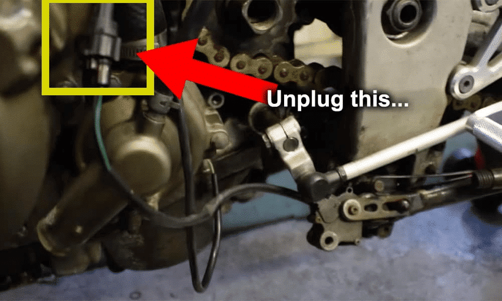 image showing where to unplug the connectors for the kickstand safety switch