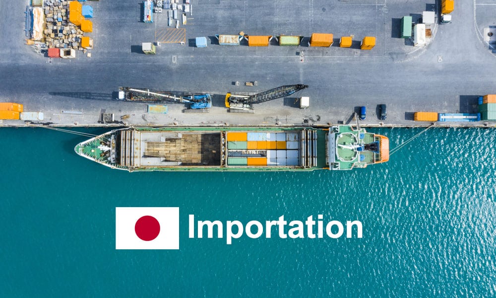 image of japan shipping borders with ship and stock being transported