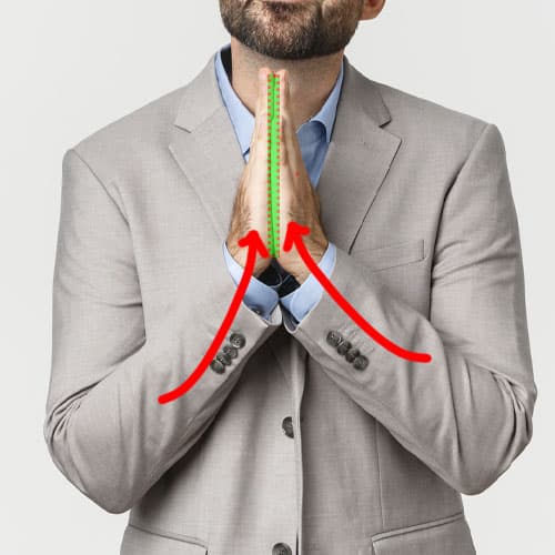 minimal load and little pressure when pressing hands against one another