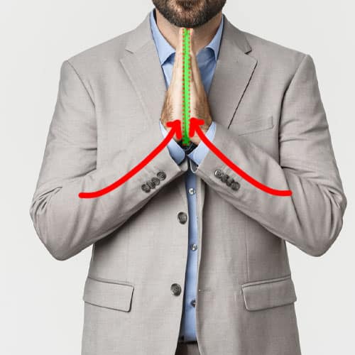 pressing hands together with medium pressure