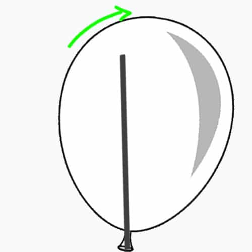 example of a balloon filled with air with a stick in the centre of the balloon 