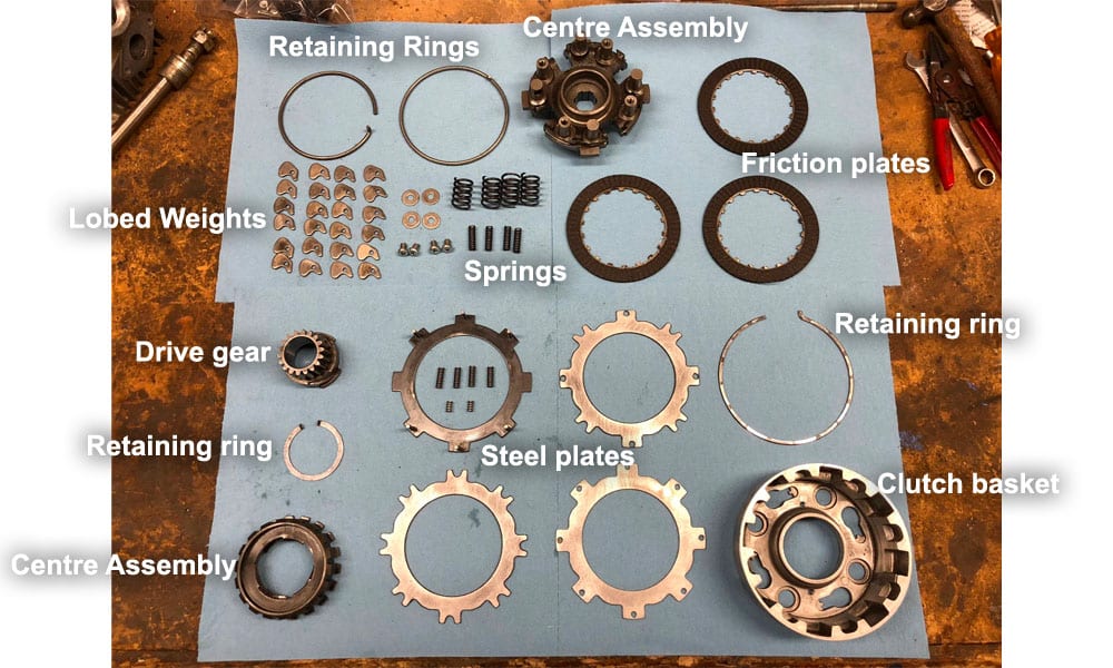 centrifugal clutch assembly labelled