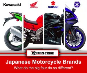 Image of the big four logos, i.e., the most popular and dominant Japanese motorcycle manufacturers in the industry today
