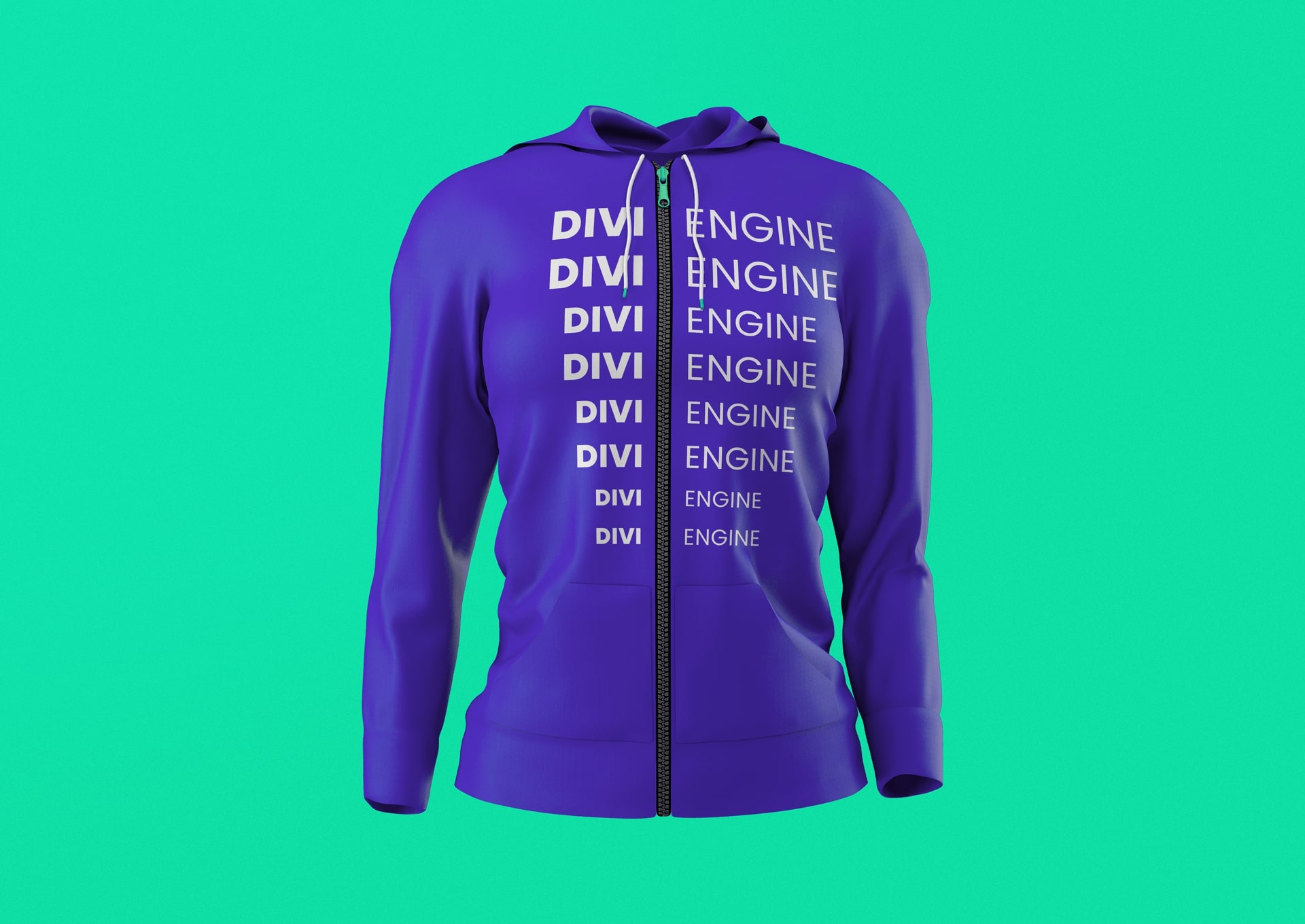 Purple Divi Engine Text Zipper Hoodie - Medium